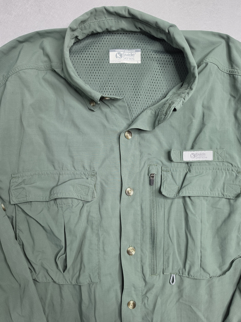 Gander Mountain Guide Series Shirt Mens L Green Vented Fishing Button Up - Picture 2 of 9
